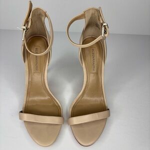 BCBGMaxAzria 100% Leather Pale Beige Stiletto Sandals Formal Party Shoes 7.5M S3